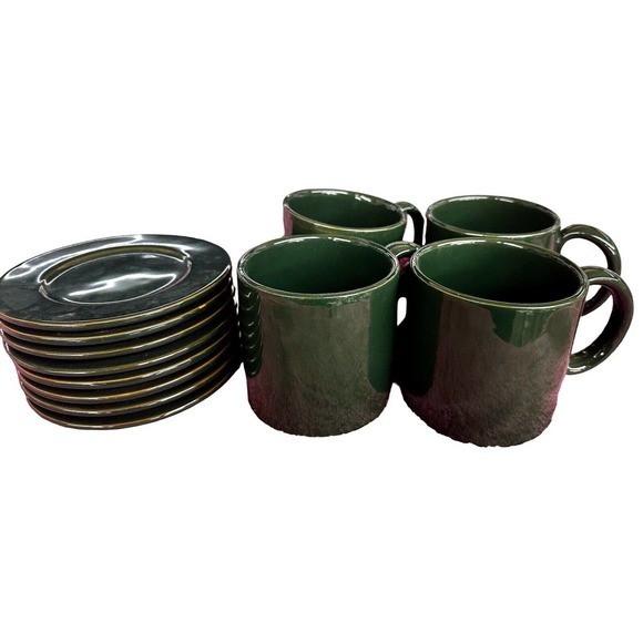 Ralph Lauren Hunter Green 12Pieces Dishes Made Italy‎ 8 -6" Plates & 4-Cups - Picture 2 of 16